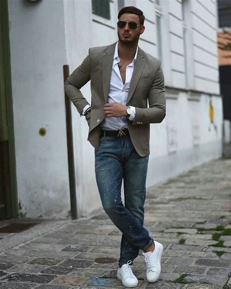 how to wear a blazer with jeans and sneakers|blazer and jeans outfit men's.